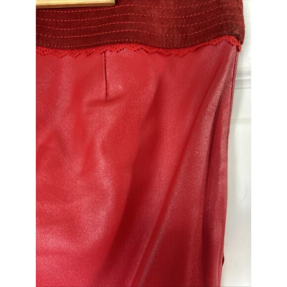 Women's pants real leather Red suede waistband ankle zip lined New 29 X 35 gromt - Picture 10 of 16